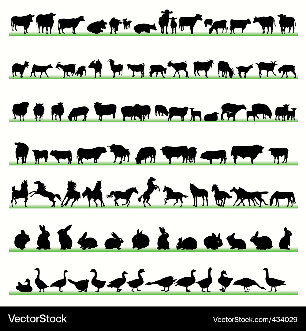 Farm Animal Silhouettes Vector Image
