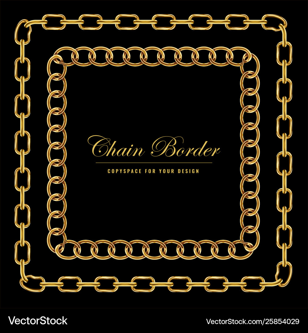 Golden chain square border frame rectangle Golden chain square border frame rectangle Vector Image