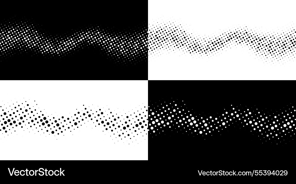 Halftone waves set circle dots pattern Halftone waves set circle dots pattern vector image
