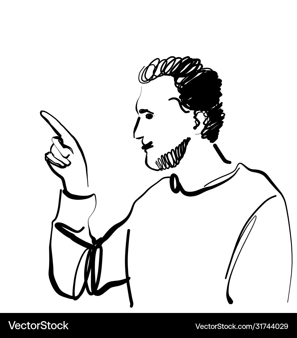 Man Pointing Finger Sketch vector image