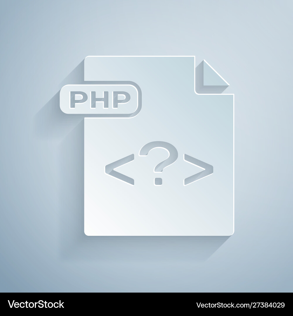 Paper cut php file document download button Paper cut php file document download button vector image