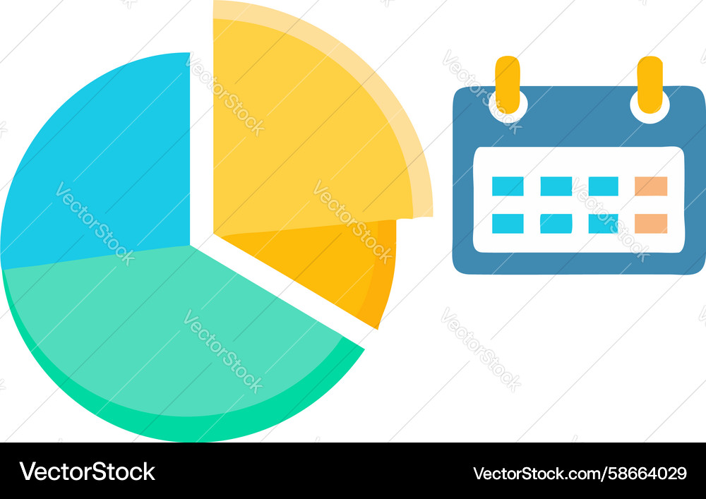 Pie chart with calendar icon scheduled data Vector Image