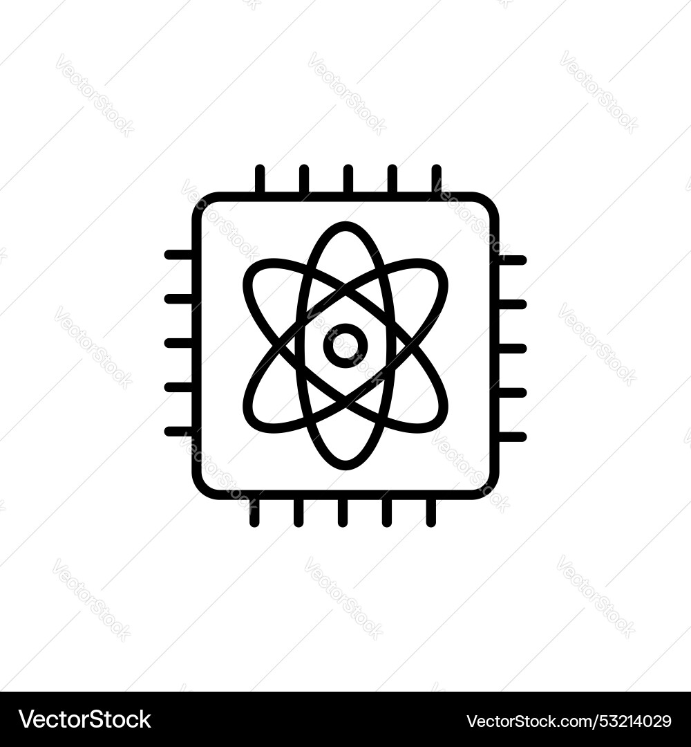 Quantum computing line icon isolated on white Quantum computing line icon isolated on white vector image