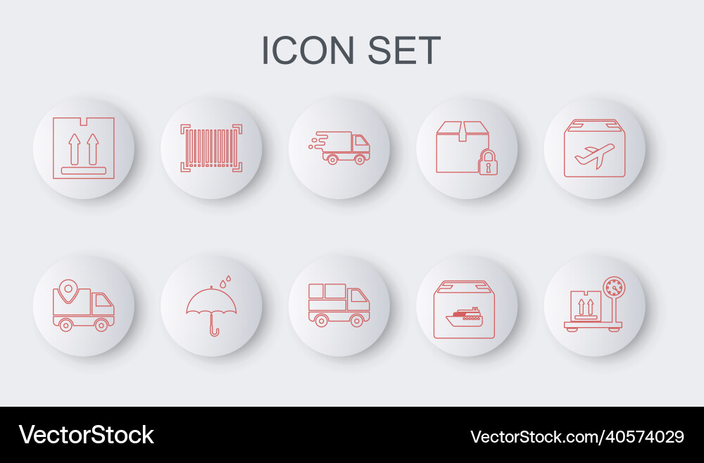 Set line scale with cardboard box delivery Vector Image