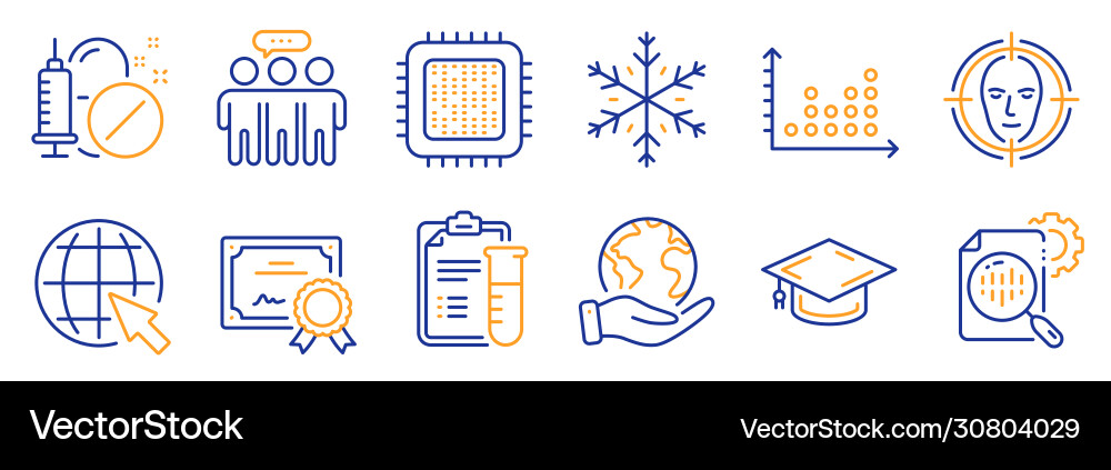 Set science icons such as dot plot cpu vector image