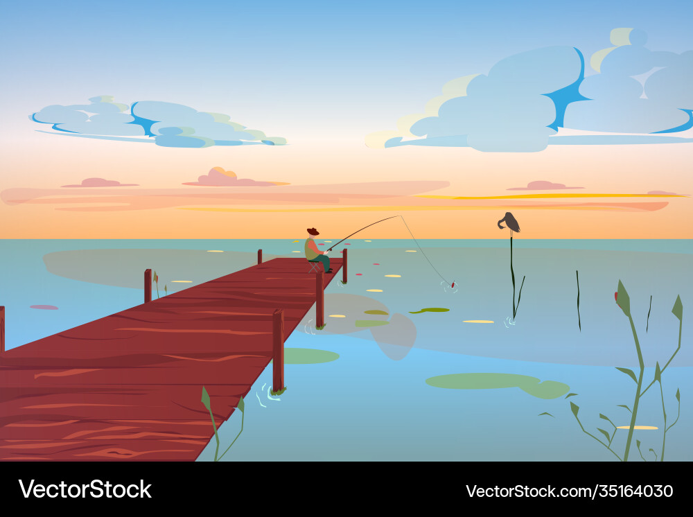 A beautiful pier with fisherman A beautiful pier with fisherman vector image