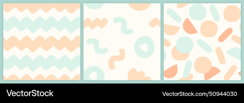 Abstract shapes seamless pattern set in a muted vector image