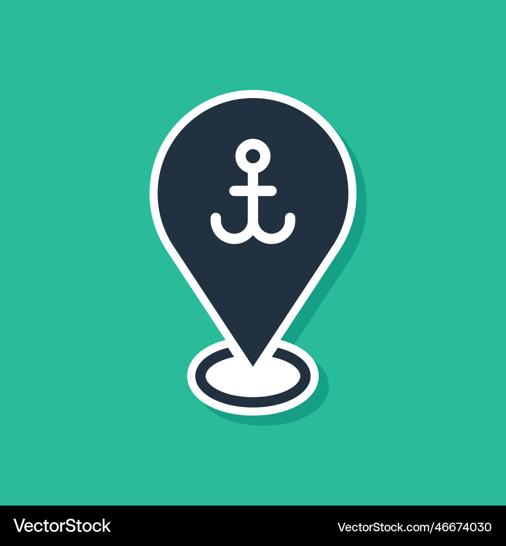 Blue map pointer with anchor icon isolated vector image