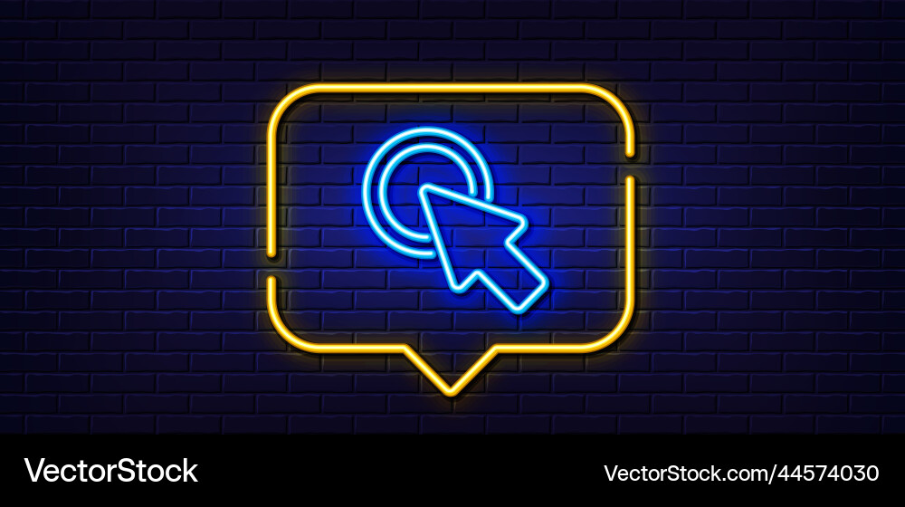Click here line icon push the button sign neon Vector Image