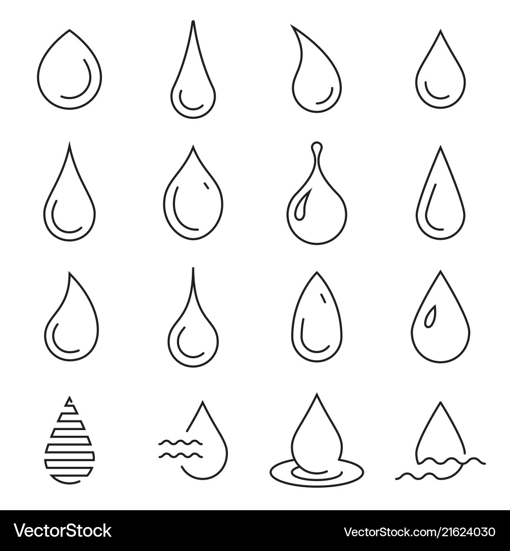 Collection of linear droplet icons isolated Collection of linear droplet icons isolated vector image