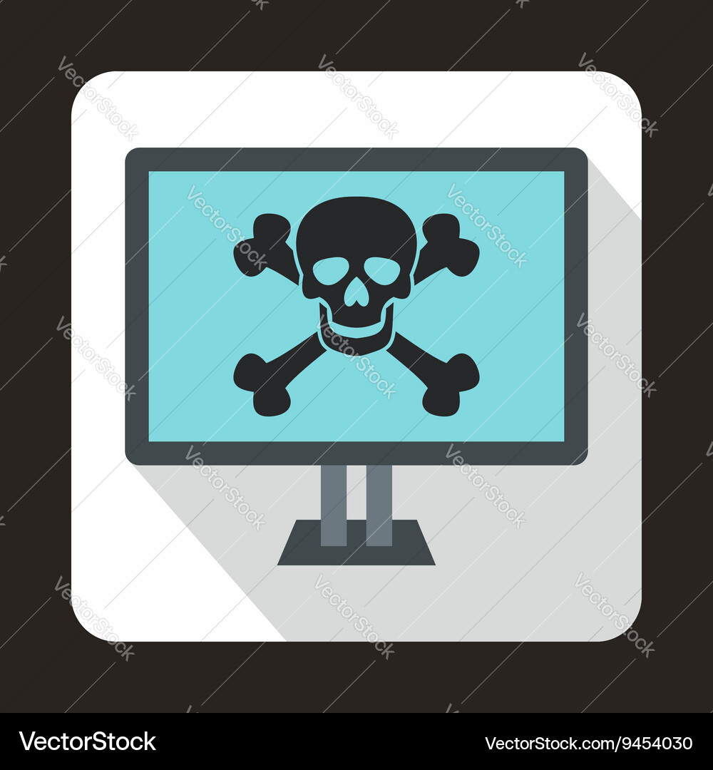 Computer monitor with a skull and bones icon Vector Image
