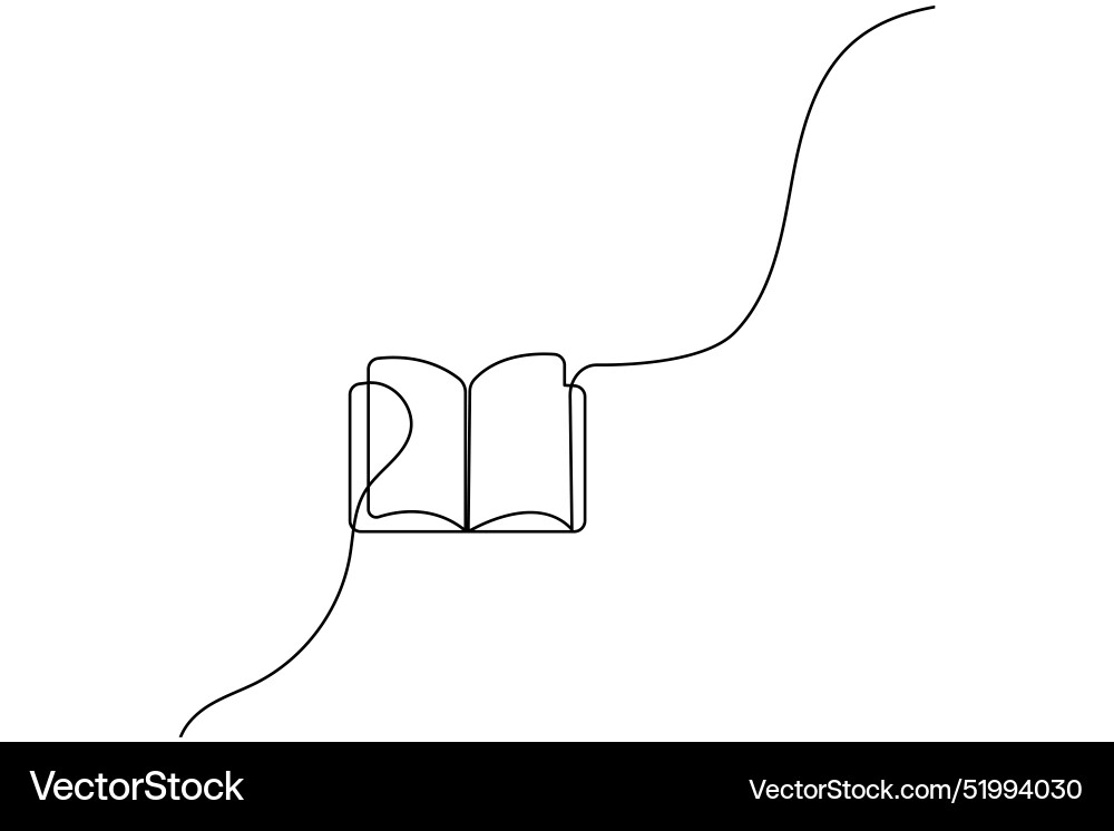 Continuous one line drawing of open book isolated Continuous one line drawing of open book isolated Vector Image