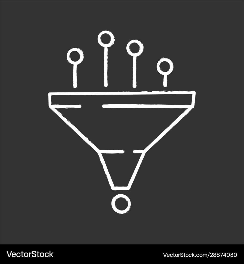 Data filtering and structuring system chalk icon Data filtering and structuring system chalk icon vector image