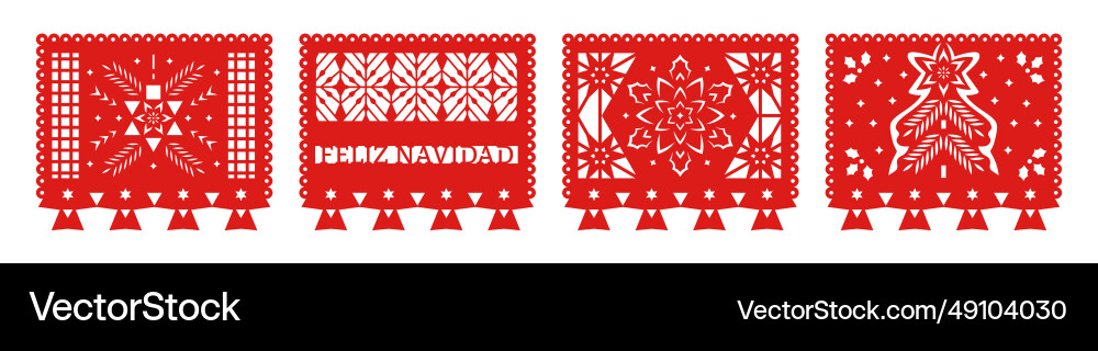 Feliz navidad papel picado banners Feliz navidad papel picado banners vector image