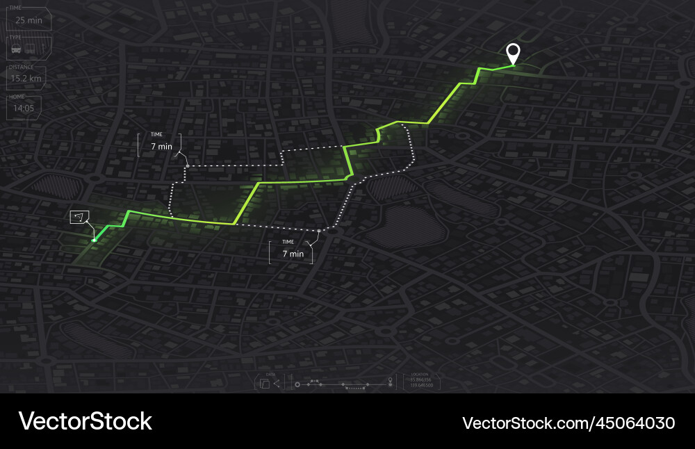Gps map navigation to own house view from above Gps map navigation to own house view from above vector image