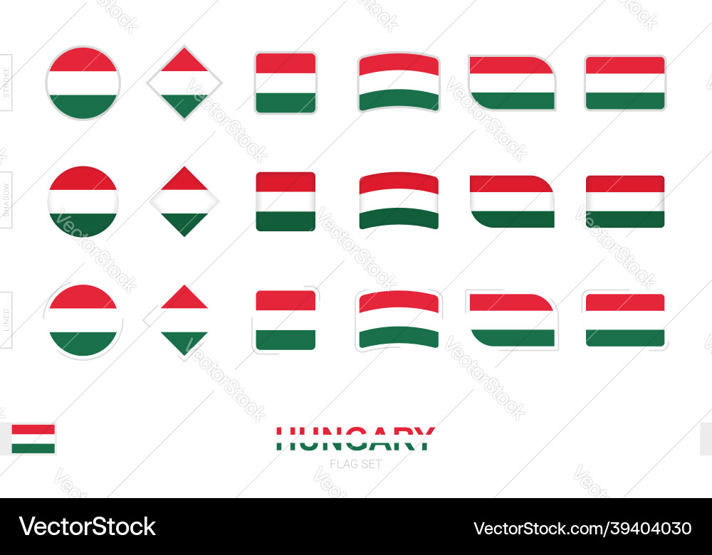 Hungary flag set simple flags of Hungary flag set simple flags of Vector Image