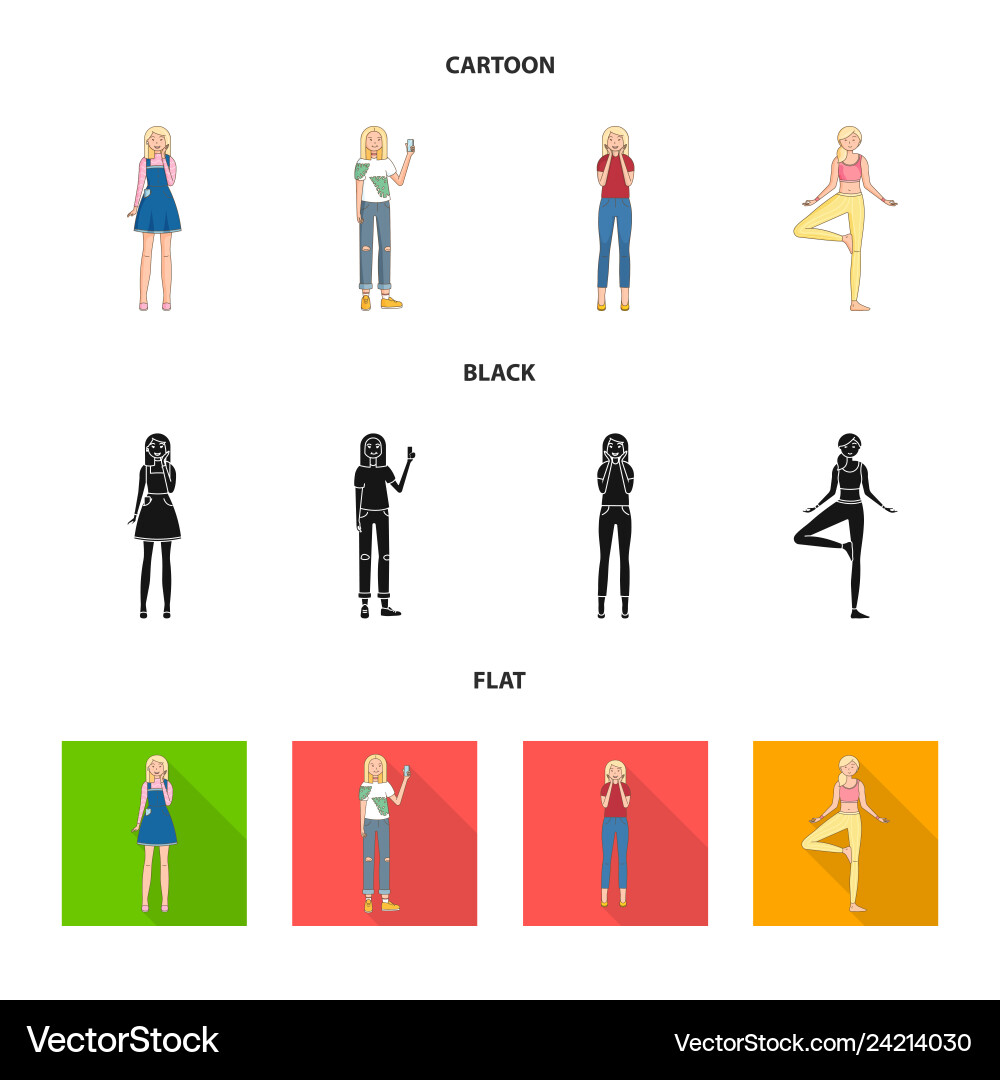 Isolated object of posture and mood icon set Isolated object of posture and mood icon set vector image