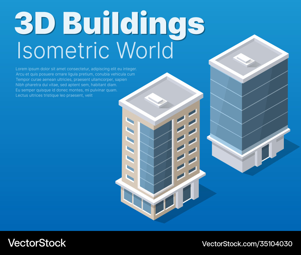 Isometric 3d module block district part Isometric 3d module block district part vector image