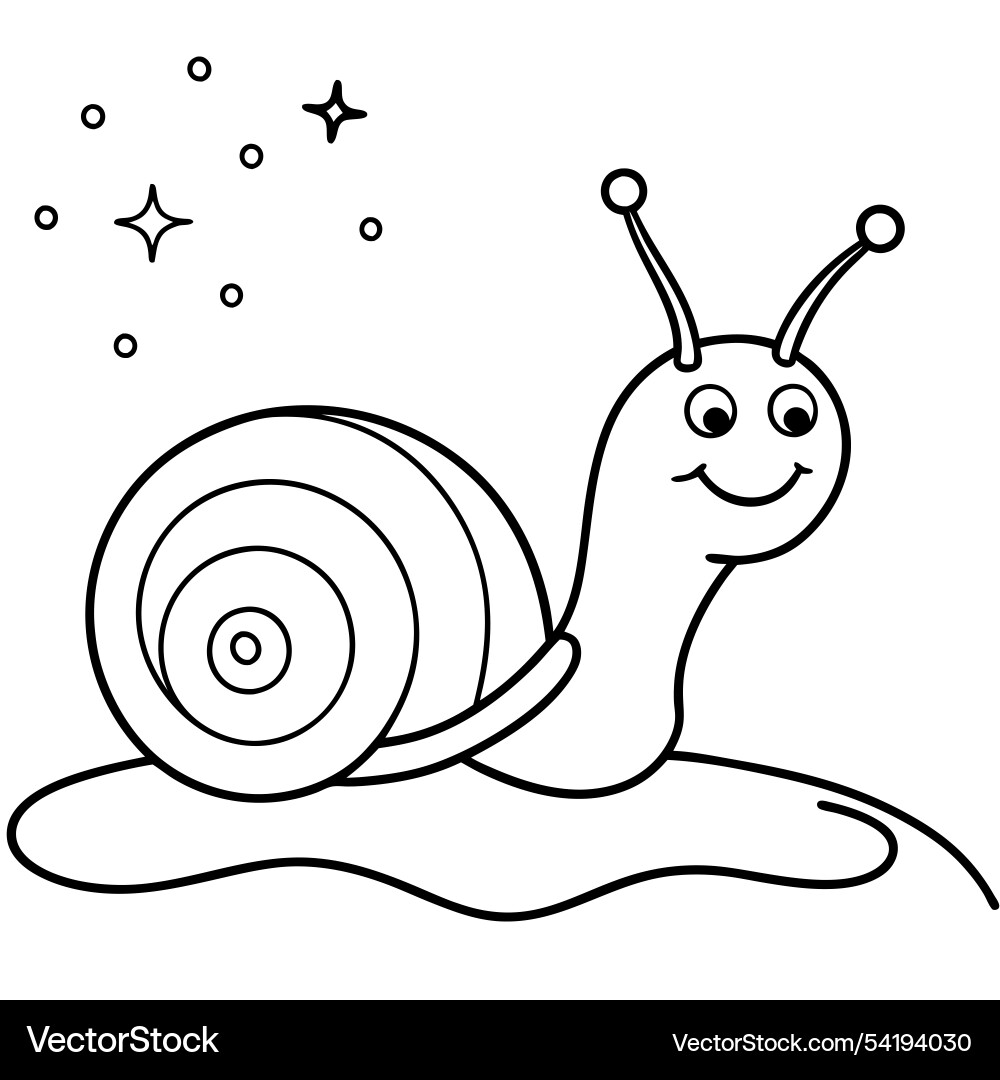 Joyful snail with colorful shell and sparkling tra Vector Image