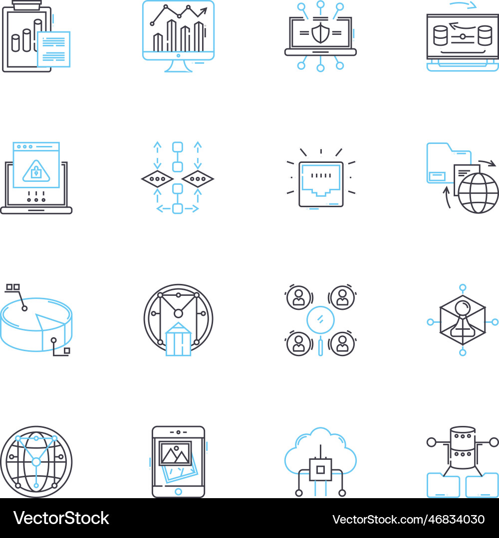Neural nerks linear icons set artificial Neural nerks linear icons set artificial vector image
