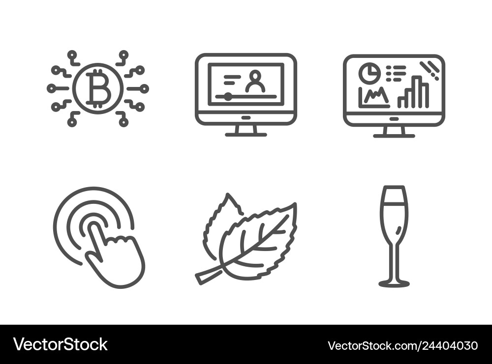 Online video analytics graph and click icons set Online video analytics graph and click icons set vector image