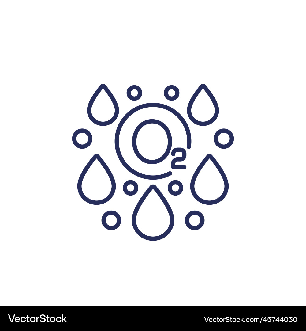 Oxygen in blood o2 line icon on white Vector Image