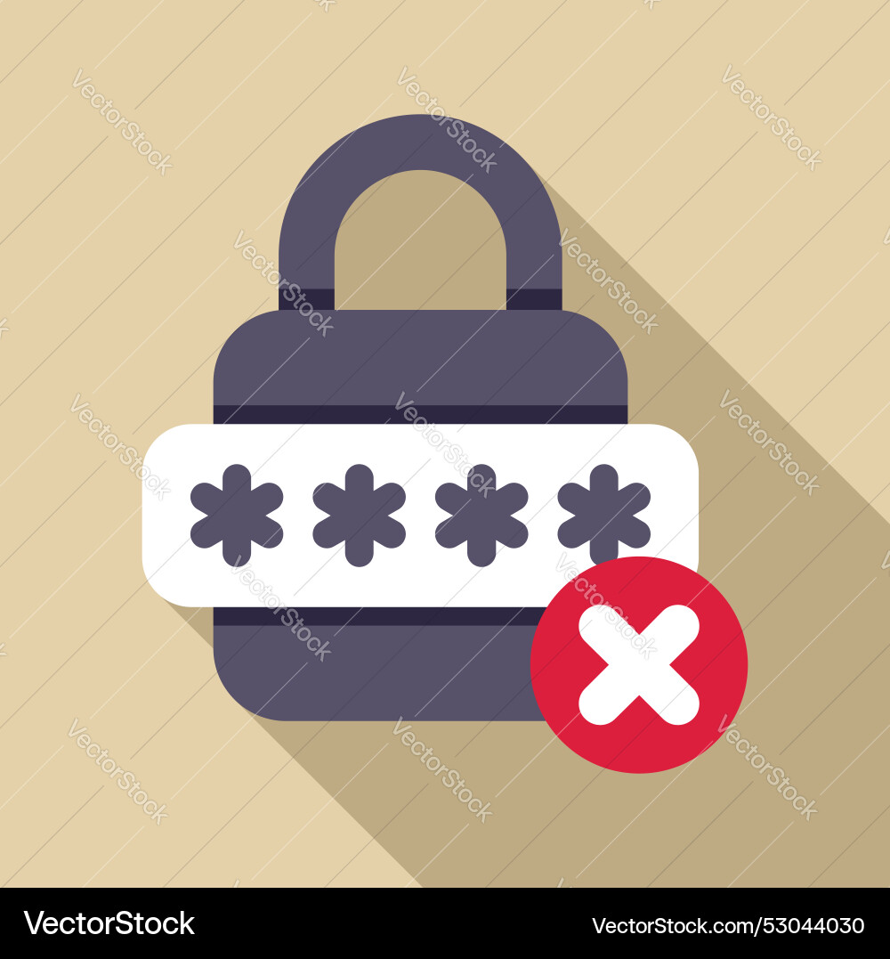 Padlock showing wrong password with cross mark Padlock showing wrong password with cross mark vector image