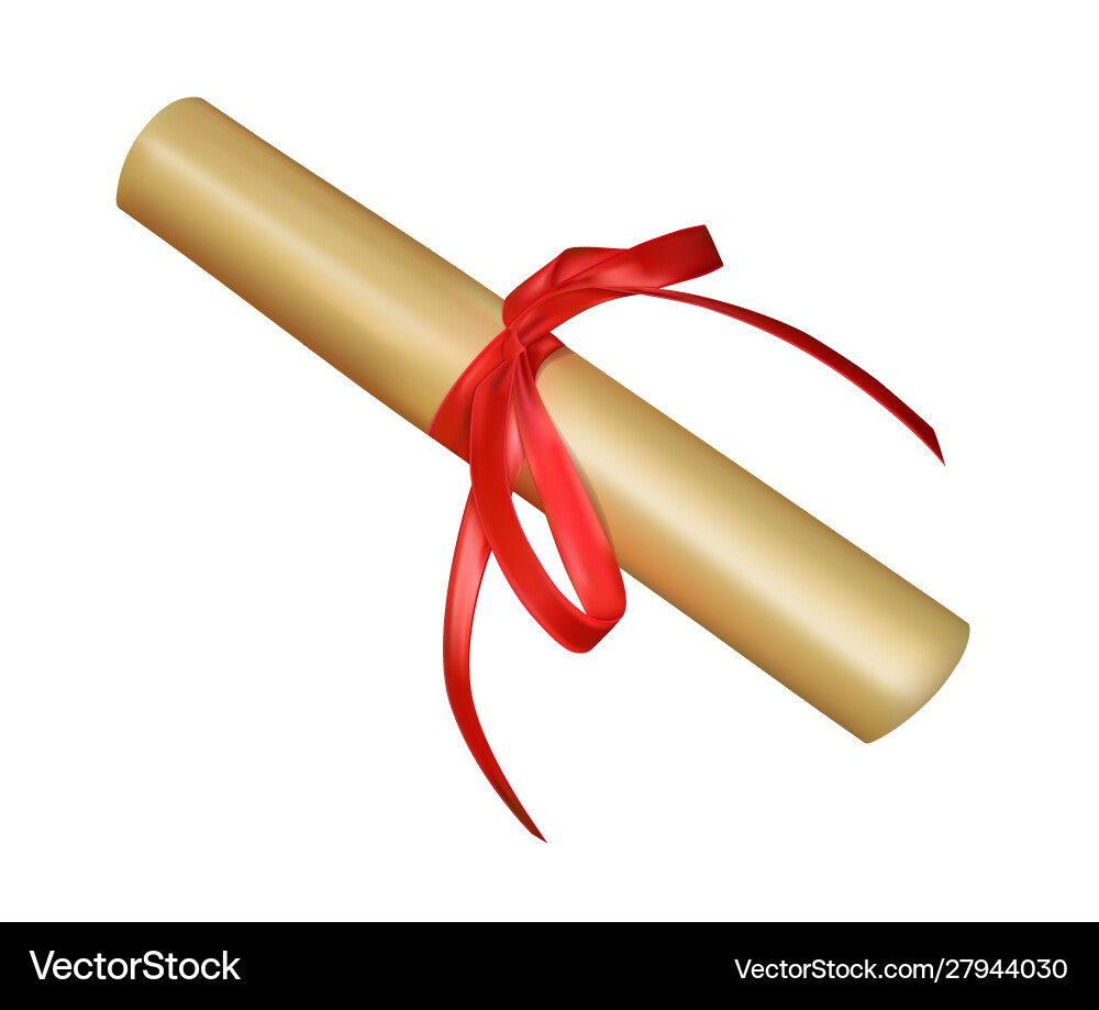 Paper scroll tied with red ribbon isolated Vector Image