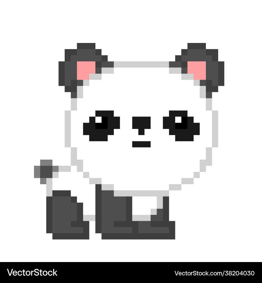 Pixel panda image for 8 bit game assets vector image