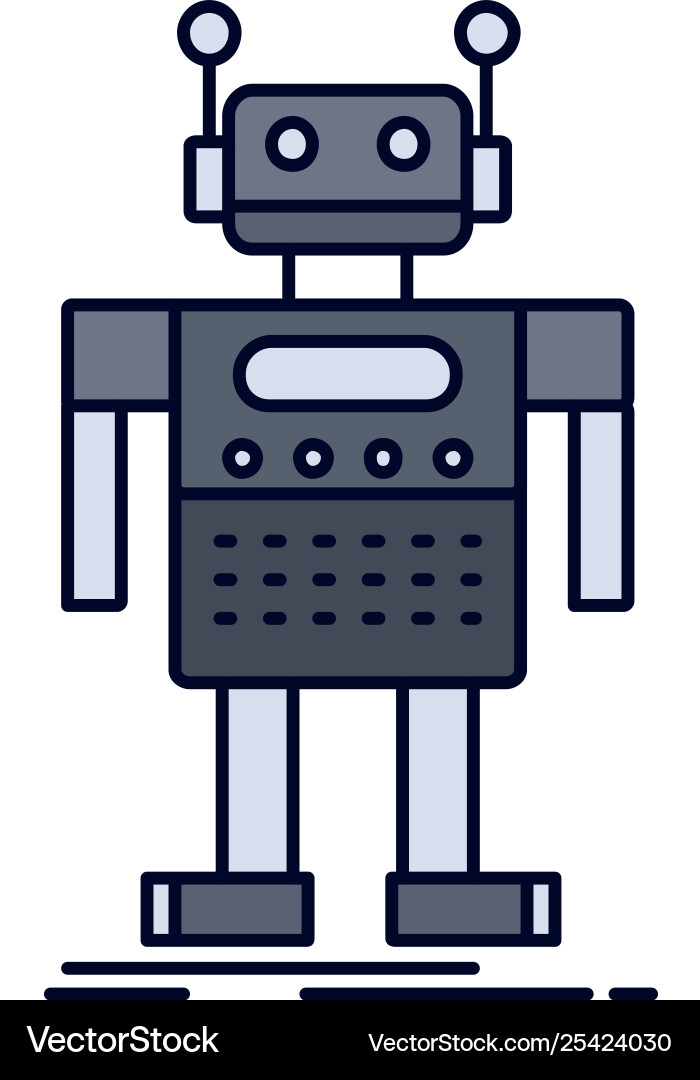 Robot android artificial bot technology flat Vector Image
