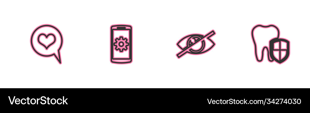 Set line heart in speech bubble invisible or hide Set line heart in speech bubble invisible or hide vector image