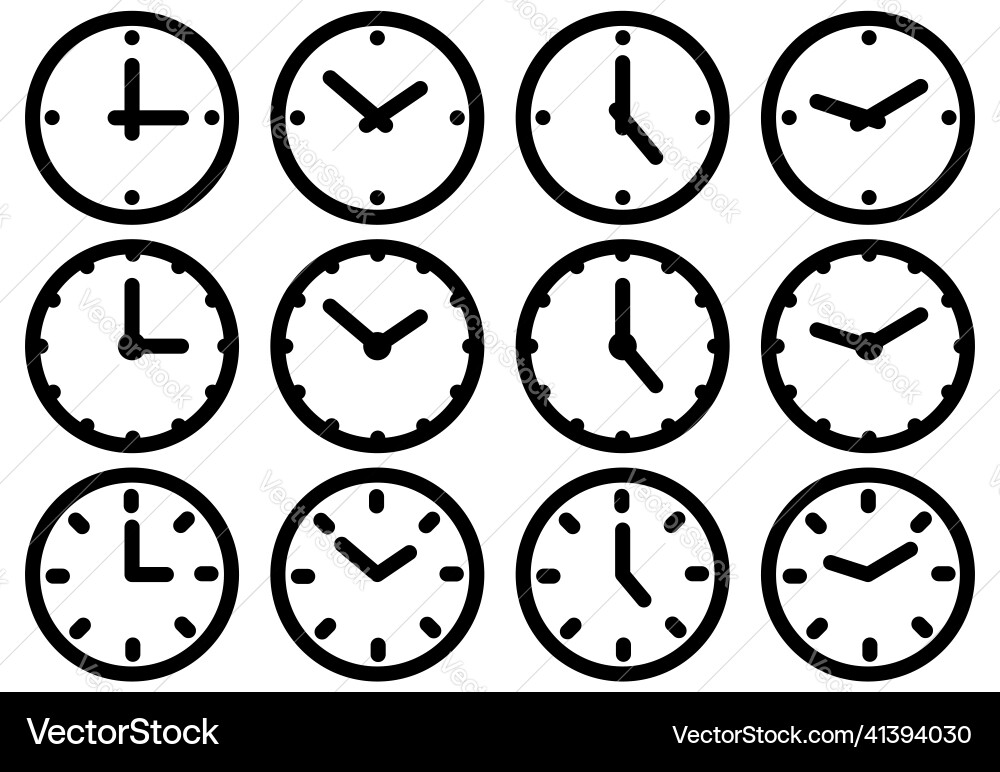 Set of clock icon symbol for web site Set of clock icon symbol for web site vector image