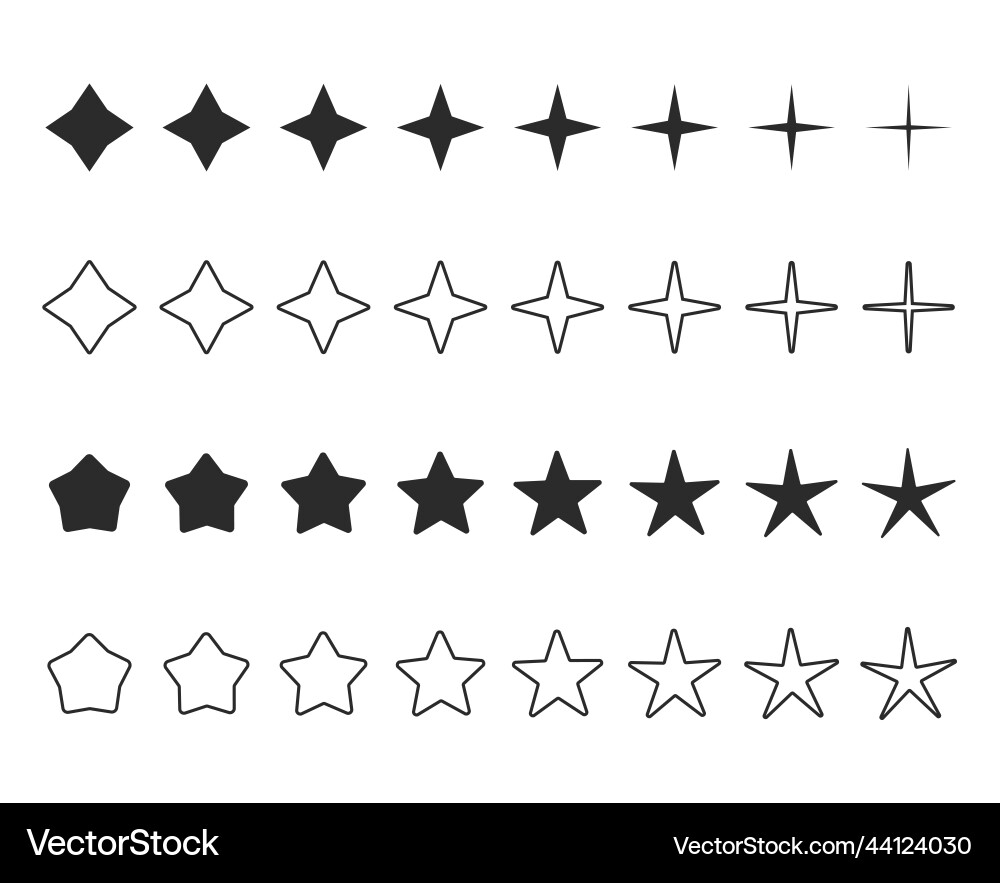 Simple star shape border wireframe set Vector Image