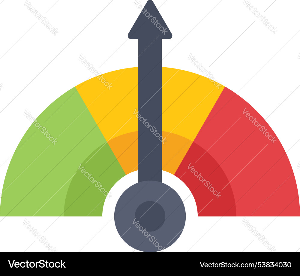Speedometer arrow pointing high performance result Speedometer arrow pointing high performance result vector image