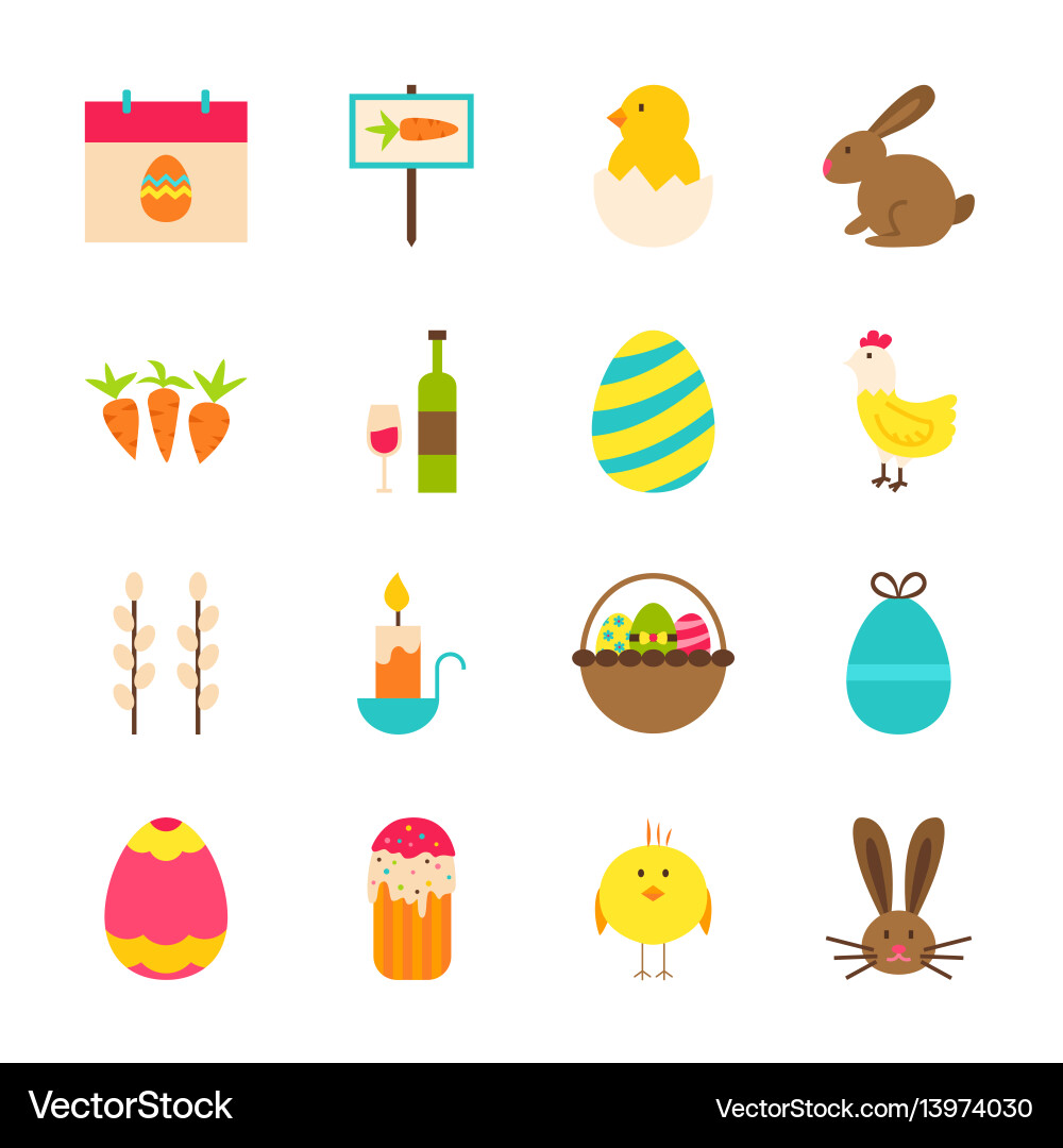 Spring Easter Objects Collection vector image