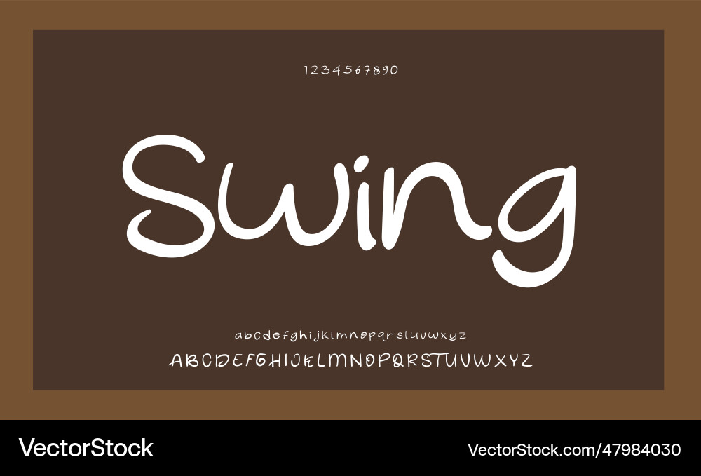 Swing alphabet letters font and number Vector Image