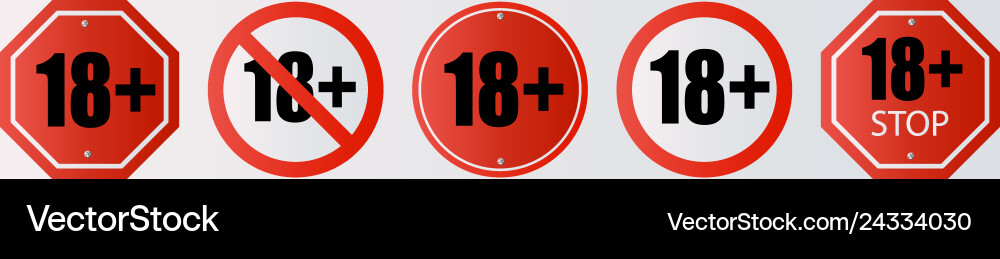 Up to 18 not allowed sign older than number Up to 18 not allowed sign older than number vector image