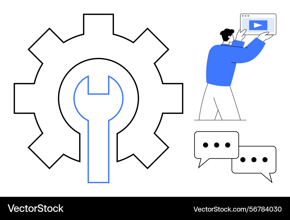 User adjusting video settings with tools User adjusting video settings with tools Vector Image