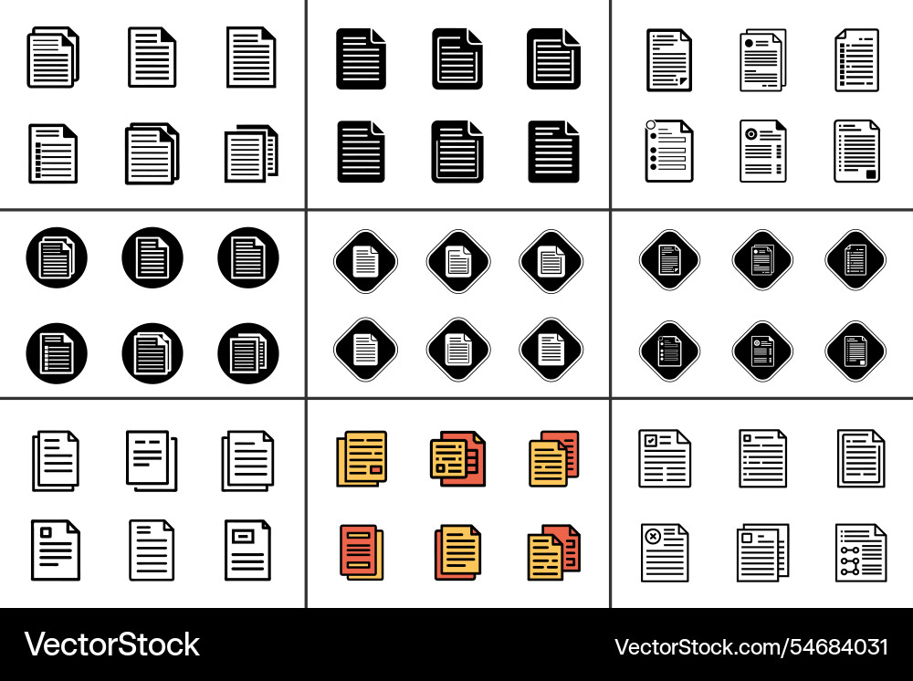 Art style document icon bundle set design Art style document icon bundle set design vector image