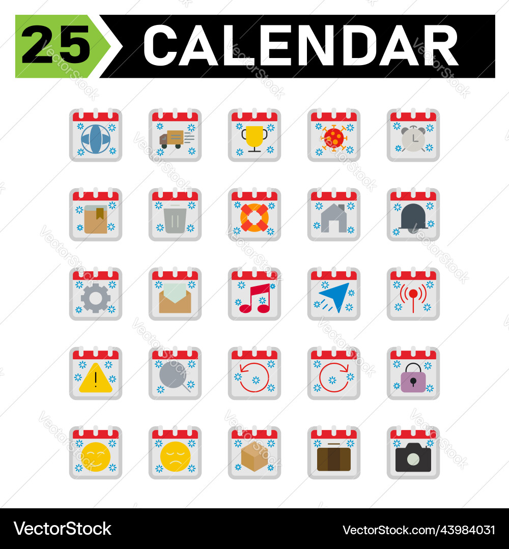 Calendar event icon set include global world Calendar event icon set include global world vector image