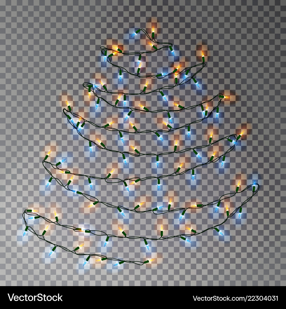 Christmas color tree of lights string transparent Christmas color tree of lights string transparent vector image