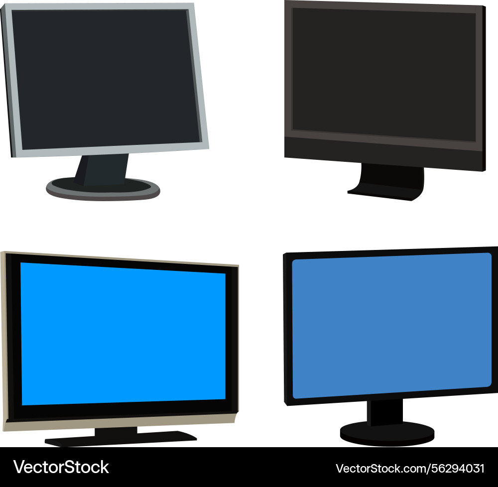Collection of lcd monitor computer set vector image