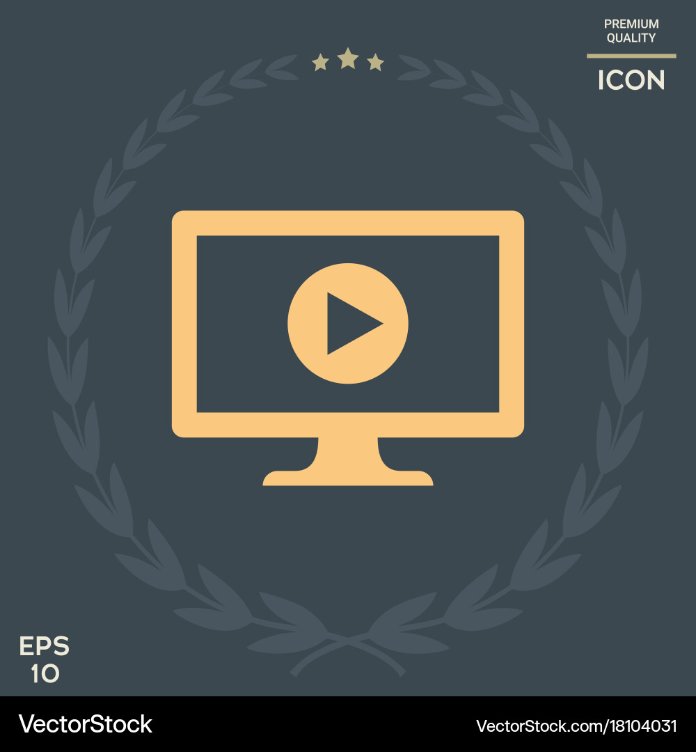 Computer with play button icon Vector Image