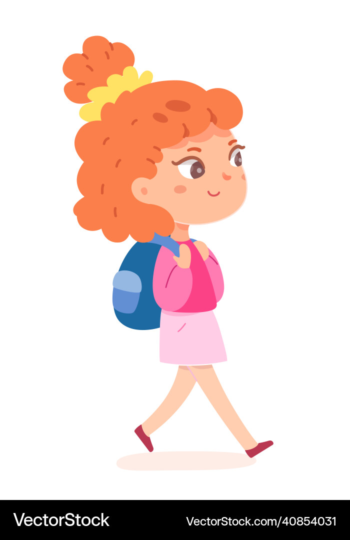 Cute girl walking with schoolbag back to school Cute girl walking with schoolbag back to school vector image