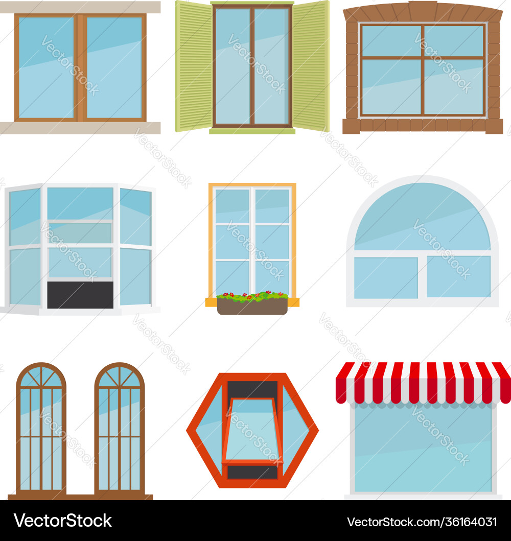 Flat window set Flat window set vector image