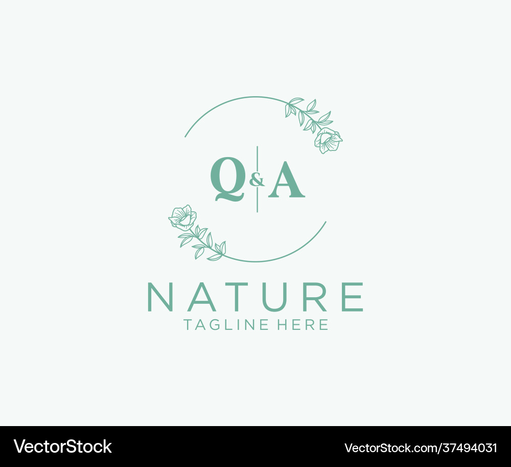 Initial qa letters botanical feminine logo Vector Image