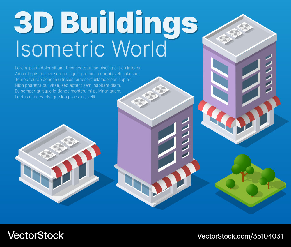 Isometric 3d module block district part Vector Image