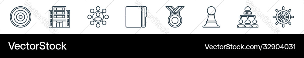 Management line icons linear set quality Management line icons linear set quality vector image