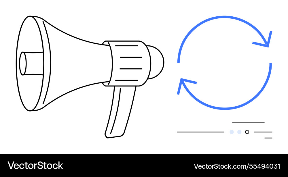 Megaphone with circular arrows representing Megaphone with circular arrows representing vector image