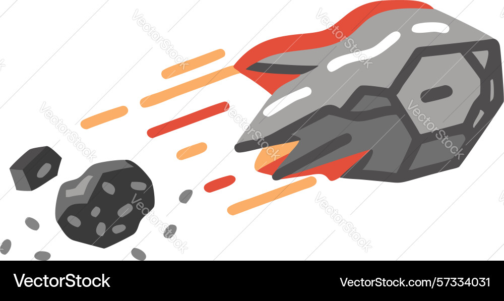 Meteorite falling with trailing debris design vector image